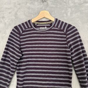 Smartwool Shirt Womens Medium Long Sleeve Crew Neck Stripes Outdoors Casual